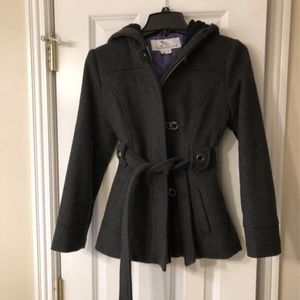 KC Collections Girl's Winter Jacket Wool Blend Gray Dress Coat Size 12 Outerwear